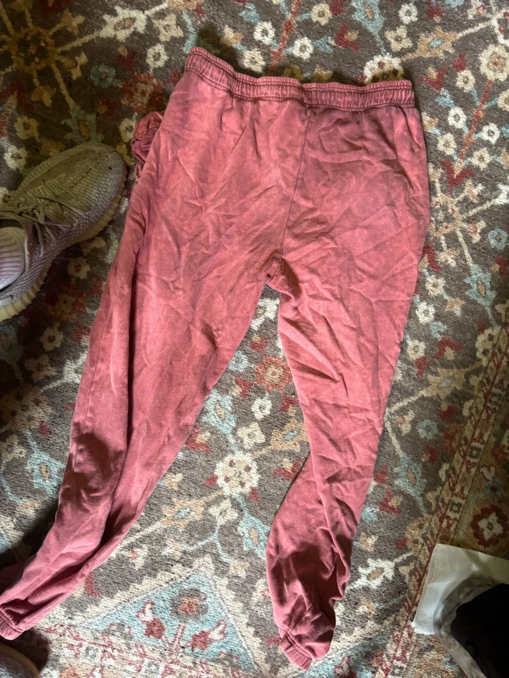 Red Dusty Rose Drawstring Sweatpants - Picture 2 of 2